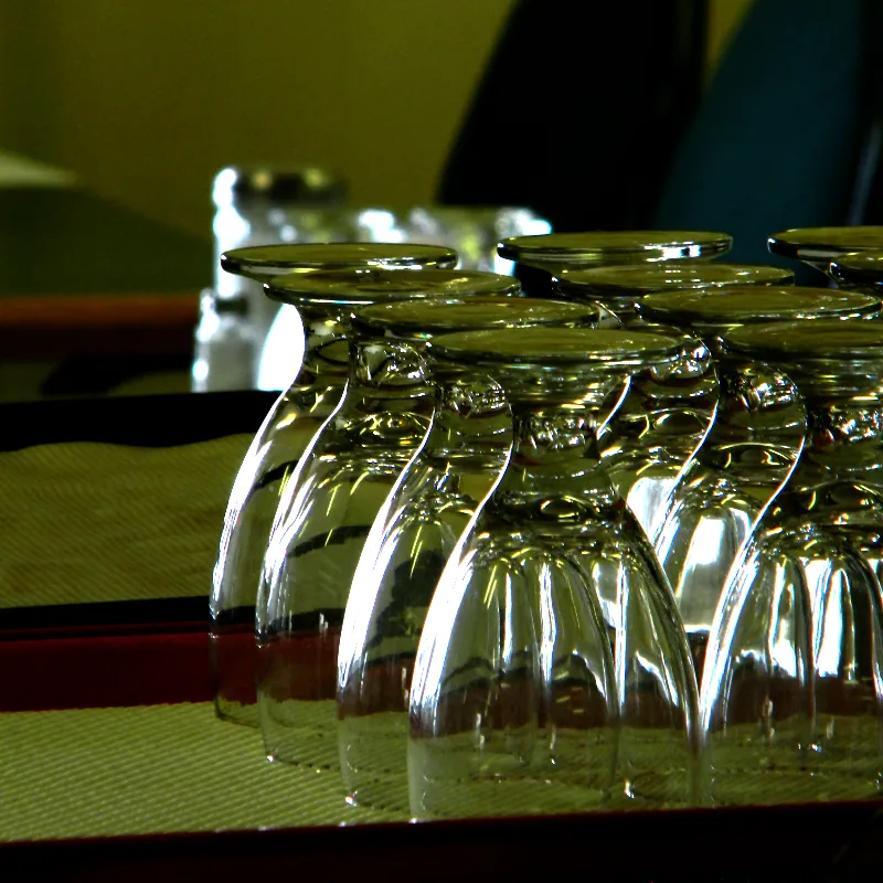 glasses on table
