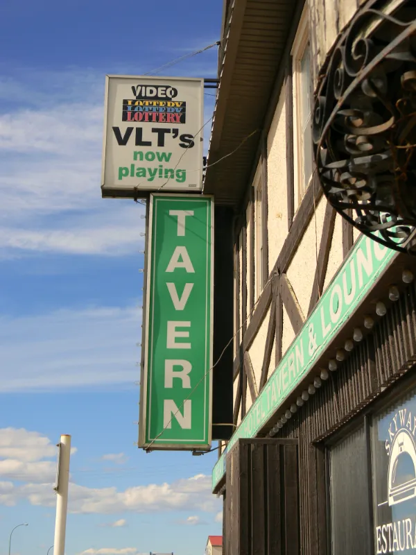 Beaverlodge tavern sign on outside of building